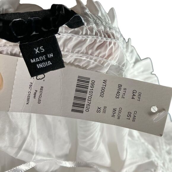 J. Crew Women’s XS White Smocked Cotton Poplin One Shoulder Dress BR403 Pockets - Picture 5 of 12